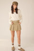 ARMY GREEN SUEDE BELTED SKORT