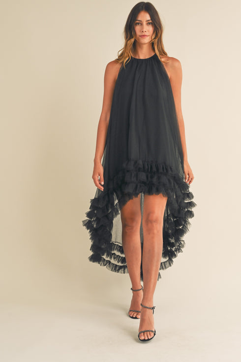 BLACK SEE THROUGH LONG DRESS