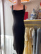 BLACK STRETCH MIDI DRESS