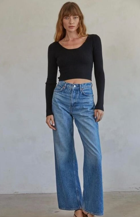 U SHAPE BLACK BASIC TOP