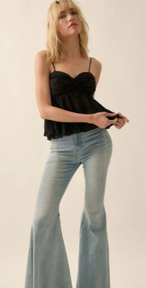 TRUE ROMANCE RUFFLE LACE BABYDOLL CAMI TOP