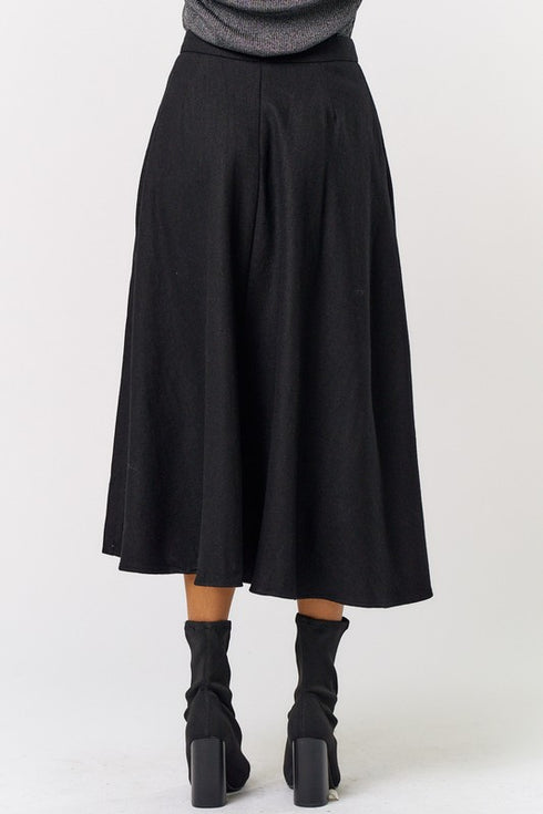 PLEATED WOVEN A LINE SKIRT
