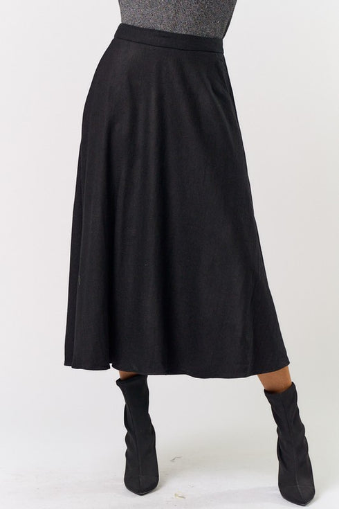 PLEATED WOVEN A LINE SKIRT