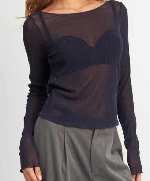 GLITTER MESH BLUE TOP