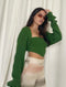 GREEN SWEATER WITH BOLERO SET