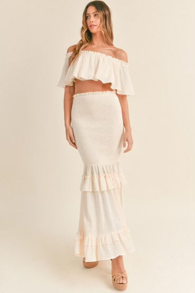 OFF THE SHOULDER TOP & RUFFLE SET