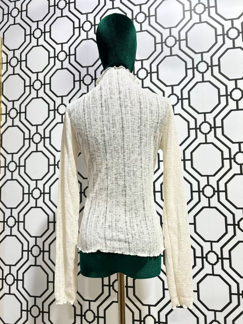 SEE THROUGH CREAM LONG SLEEVE TOP