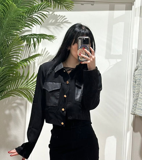 BUTTON DOWN WOVEN JACKET