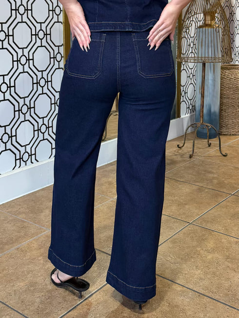 DOWNTOWN CHIC WIDE LEG DENIM PANTS