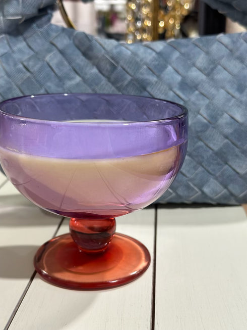 6 OZ PURPLE & PINK GLASS GOBLET