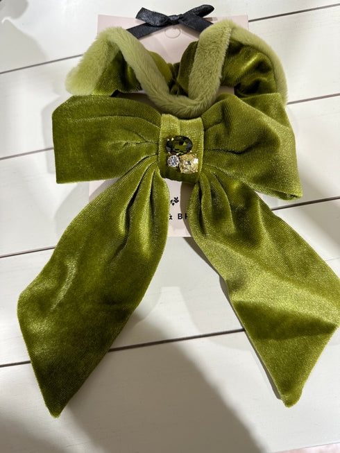 LYDIA GREEN VELVET BOW