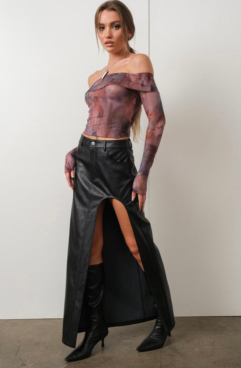 OFF SHOULDER MESH TOP