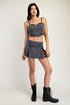 GRAY MINI BOW SIDE SKIRT
