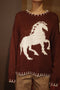 HORSE SWEATER WITH STITCHING HEM