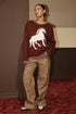 HORSE SWEATER WITH STITCHING HEM