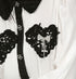 WHITE BUTTON W/BLACK HEARTS