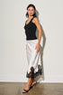 MIDNIGHT LACE SATIN MIDI SKIRT