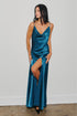 MIDNIGHT LAGOON SATIN MAXI DRESS