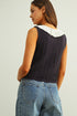 MIDNIGHT RUFFLE TIE TOP