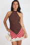 MOCHA MUSE LACE HALTER TOP
