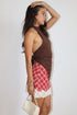 MOCHA MUSE LACE HALTER TOP