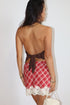 MOCHA MUSE LACE HALTER TOP
