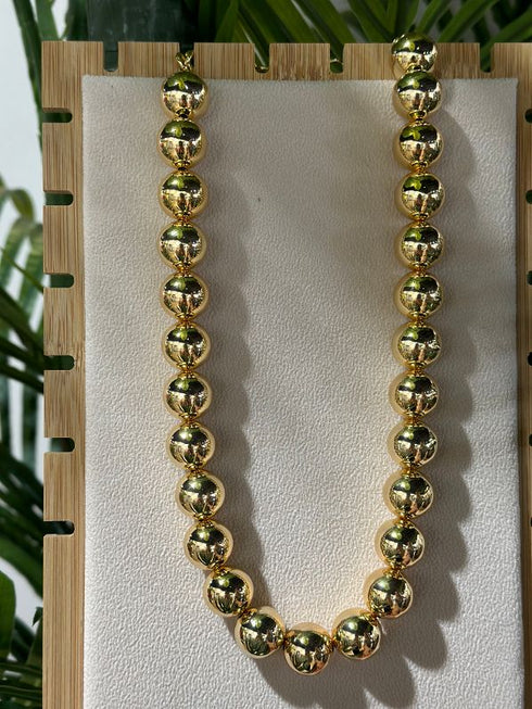 GOLD SPHERE CHAIN NECKLACE (L)