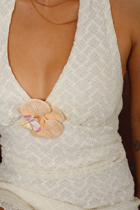 ORCHID KISS HALTER MINI DRESS
