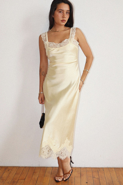 CHAMPAGNE ROMANCE MIDI DRESS