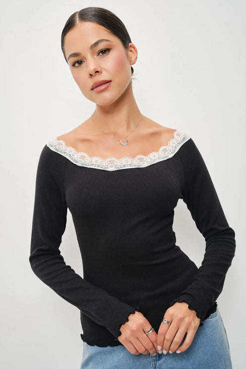 PARISIAN LACE LONG SLEEVE TOP