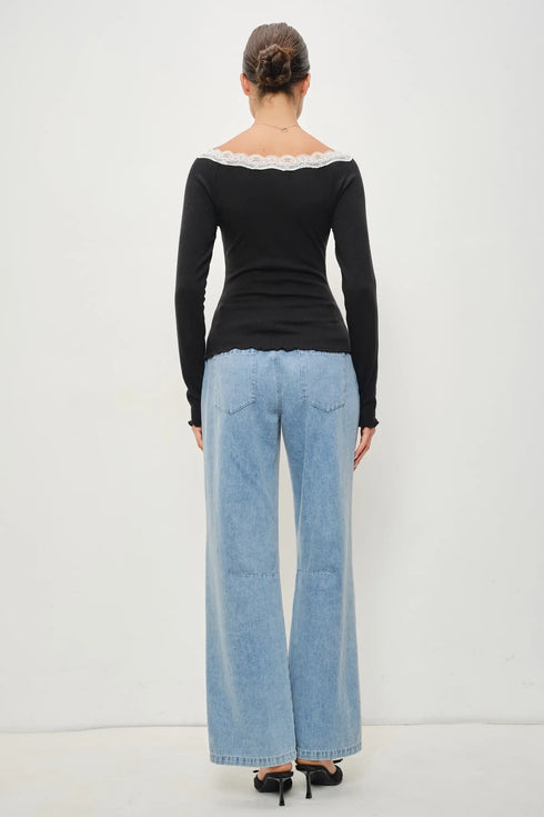 PARISIAN LACE LONG SLEEVE TOP