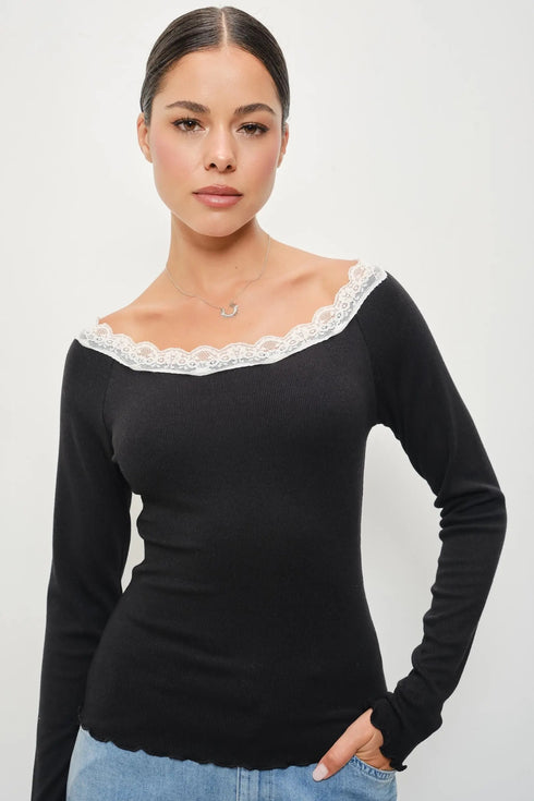 PARISIAN LACE LONG SLEEVE TOP