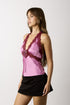 BERRY KISS LACE HALTER TOP