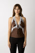MOCHA ROMANCE LACE HALTER TOP