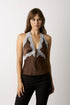 MOCHA ROMANCE LACE HALTER TOP