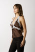 MOCHA ROMANCE LACE HALTER TOP