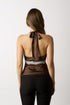 MOCHA ROMANCE LACE HALTER TOP