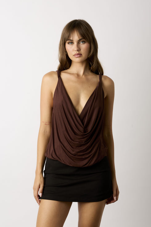 MOCHA NIGHTS COWL TOP