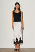 MIDNIGHT LACE SATIN MIDI SKIRT