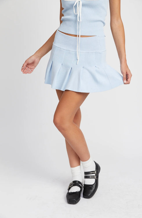 LIGHT BLUE KNITTED TENNIS SKIRT