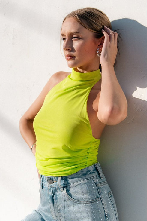 LIME NEON HALTER NECK TOP