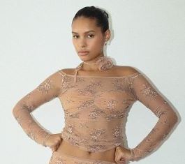 NUDE TATOO TOP w/choker flower