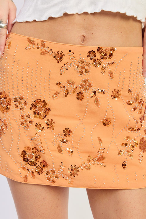SUNSET BLOOM BEADED SKIRT