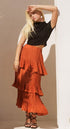 PLEATED ORANGE LONG SKIRT