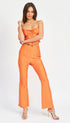 ORANGE SPAGHETTI STRAP ROUCHED TOP