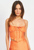 ORANGE SPAGHETTI STRAP ROUCHED TOP