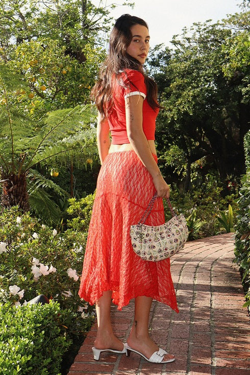 SUNSET MESH MIDI SKIRT