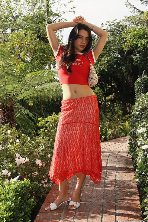 SUNSET MESH MIDI SKIRT