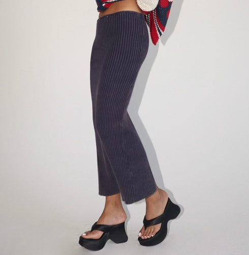 WASHED NAVY KNIT LONG SKIRT