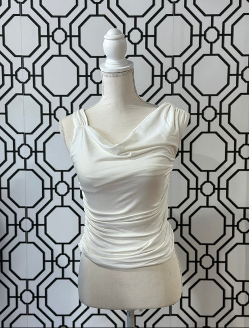 WHITE RUCHED TOP